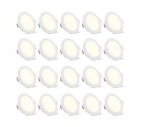 Gr4tec Faretti da Incasso per Cartongesso IP65, Set da 20 Faretto LED Interno Luce Caldo 2700K 5W 400LM, Luci da Incasso Foro 68-80mm, Lampada da Incasso Ultrasottili 35mm, Spot Incasso per Bagno