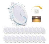 Gr4tec Faretti da Incasso per Cartongesso Luce Caldo 2700K, Faretto LED Interno Dimmerabile 6W 400LM, Faretti Bagno IP65, Luci da Incasso Foro 68-80mm, Spot Incasso per Soggiorno Cucina, Set da 20