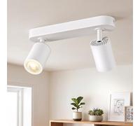 Gr4tec Faretti da Soffitto Orientabili 2 Luci, Binario Faretti GU10, Bianco | Moderna Faretto LED Interno, Lampada da Parete Interno per Cucina Cameretta Corridoio, Senza Lampadine