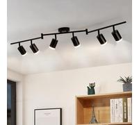 Gr4tec Faretti da Soffitto Orientabili 6 luci GU10 Nero, Senza Lampadina | Moderna Binario Faretti, Metallo Faretto LED Interno Soffitto GU10, Lampadario Faretti LED per Cucina Soggiorno