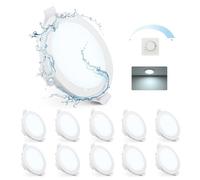 Gr4tec Faretti LED da Incasso per Cartongesso, 6W Faretti LED Soffitto Orientabili Luce Fredda 6500K, Faretto led Incasso Ultrasottili, IP65 Luci da Soffitto para Bagno Cucina, Foro 68-80mm, Set di 10