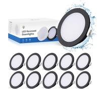 Gr4tec Faretti LED da Incasso per Cartongesso Nero, 10x 5W Faretto LED Interno Bianco Naturale 4000K, Faretti bagno IP65, Luci da Incasso 35mm Ultrasottili, Downlight Lampada da Incasso per Bagno