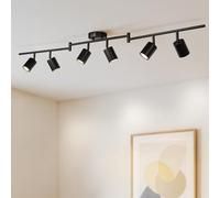 Gr4tec Faretti LED da Soffitto Orientabili 6 Luci, Moderna Binario Faretti GU10, Faretto LED Interno Nero, Lampadario da Soffitto per Soggiorno Cameretta Cucina, Senza Lampadine