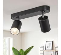 Gr4tec Faretti LED Soffitto 2 Luci, Moderna Binario Faretti GU10, Nero | Lampada Faretti Orientabili, Faretto LED Interno da Parete per Cucina Cameretta Corridoio, Senza Lampadine