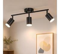 Gr4tec Faretti LED Soffitto Orientabile GU10, Faretto da Interno 3 Luci | Moderna Lampadario Faretti da Soffitto Nero, Metallo Binario Faretti, Faretto da parete per Cucina Cameretta, Senza Lampadina