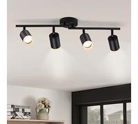 Gr4tec Faretti LED Soffitto Orientabili 4 Luci GU10 Nero, Senza Lampadina