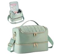 GR69N Custodia organizer per smalti per unghie, contiene 50 flaconi e lampada per unghie, organizer per unghie a doppio strato e contenitore per nail tech, organizer trapuntato per accessori per