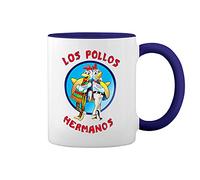 GR8Shop Breaking Bad Los Pollos Hermanos Bianco tazza di caffè con Blu Rim & Handle Mug