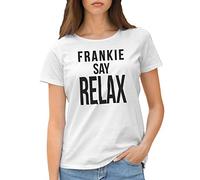 GR8Shop Friends Frankie Say Relax TV Show Maglietta Bianca Donna Size M