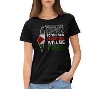 GR8Shop from The River Palestine Will Be Free Maglietta Donna Nera Size M