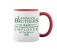 GR8Shop Lehman Brothers Emploee Of Risk Management Department 2008 Bianco tazza di caffè con Red Rim & Handle Mug