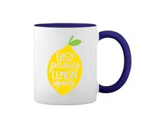 GR8Shop Lemon Easy Peasy Lemon Squeez New Trend Fun Lustig Bianco tazza di caffè con Blu Rim & Handle Mug