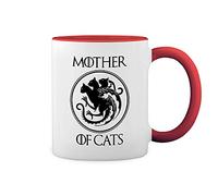 GR8Shop Mother Of Cats Bianco tazza di caffè con Red Rim & Handle Mug