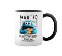 GR8Shop Vintage Monster Cookies With Biscuites Puppets Mugshot New Trend Fun Lustig Bianco tazza di caffè con Nero Rim & Handle Mug