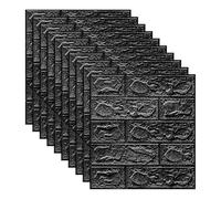 Graargpro 10 pezzi di carta da parati autoadesiva impermeabile, pannelli 3D effetto mattoni per cucina, soggiorno, camera da letto, ufficio, nero