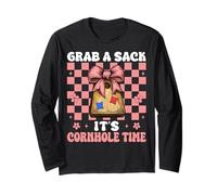 Grab A Sack It's Cornhole Time Cornhole Player Bag Girl Maglia a Manica