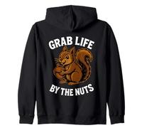 Grab Life By The Nuts Funny Scoiattolo Felpa con Cappuccio