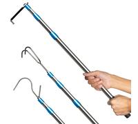 Grabber per camion - Accessorio per camion resistente, palo telescopico con 3 ganci, strumento reach reach per pickup, letto, accessori e altro (blu)