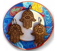 grabewood Set di 3 portachiavi a mano di Fatima in legno - amuleto di protezione e buona energia | portachiavi spirituali e boho - regalo per meditazione, zen, casa e benessere