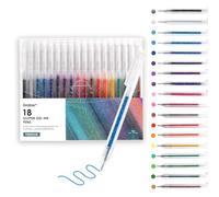 Grabie Penne gel glitterate, 18 colori, metallizzate e vibranti, per colorare, pennarelli retrattili glitterati, per adulti, per libri da colorare e disegnare