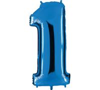 Palloncino numerale maxi megaloon foil balloon mylar (1mt, 40") numero 1, blu