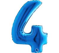 Palloncino numerale maxi megaloon foil balloon mylar (1mt, 40") numero 4, blu