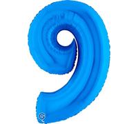 Palloncino numerale maxi megaloon foil balloon mylar (1mt, 40") numero 9, blu
