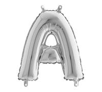 Grabo 14209S-P - Mini palloncino a forma di lettera A, confezione singola, lunghezza 35,6 cm, colore: argento, taglia unica