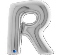 Grabo 379S-P - Palloncino Superloon con lettera R, lunghezza 101 cm, colore: argento, taglia unica