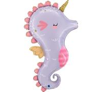 Grabo Balloons - Palloncino in alluminio cavalluccio marino magico, 52 x 90 cm, lilla