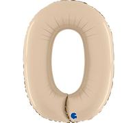 Grabo palloncini compleanno numero 0 colore crema. palloncini per feste per bambini e adulti, in foil brillante. palloncini colorati made in italy, 56x70cm - palloncini crema