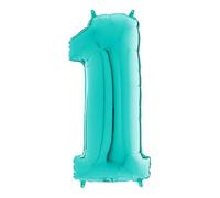 Grabo Palloncini compleanno numero 1. Palloncini per feste per bambini e adulti, in foil brillante. Palloncini colorati Made in Italy, 33X71 cm - Palloncini Tiffany