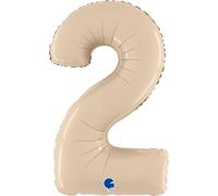 Grabo palloncini compleanno numero 2 colore crema. palloncini per feste per bambini e adulti, in foil brillante. palloncini colorati made in italy, 53X71cm - palloncini crema