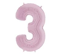 Grabo Palloncini compleanno numero 3. Palloncini per feste per bambini e adulti, in foil brillante. Palloncini colorati Made in Italy, 45x75 cm - Palloncini Rosa