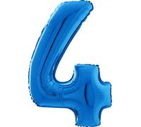Grabo Palloncini compleanno numero 4. Palloncini per feste per bambini e adulti, in foil brillante. Palloncini colorati Made in Italy, 57x72 cm - Palloncini Blu