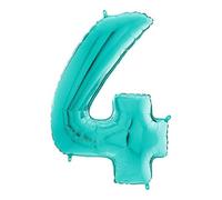 Grabo Palloncini compleanno numero 4. Palloncini per feste per bambini e adulti, in foil brillante. Palloncini colorati Made in Italy, 57x72 cm - Palloncini Tiffany