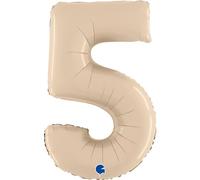 Grabo palloncini compleanno numero 5 colore crema. palloncini per feste per bambini e adulti, in foil brillante. palloncini colorati made in italy, 49X72cm - palloncini crema