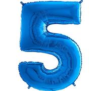 Grabo Palloncini compleanno numero 5. Palloncini per feste per bambini e adulti, in foil brillante. Palloncini colorati Made in Italy, 49x72 cm - Palloncini Blu