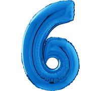 Grabo Palloncini compleanno numero 6. Palloncini per feste per bambini e adulti, in foil brillante. Palloncini colorati Made in Italy, 49x72 cm - Palloncini Blu