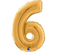 Grabo Palloncini compleanno numero 6. Palloncini per feste per bambini e adulti, in foil brillante. Palloncini colorati Made in Italy, 50x72 cm - Palloncini Oro