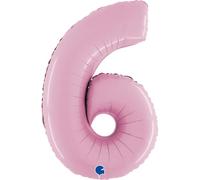 Grabo Palloncini compleanno numero 6. Palloncini per feste per bambini e adulti, in foil brillante. Palloncini colorati Made in Italy, 50x72 cm - Palloncini Rosa