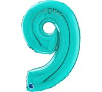 Grabo Palloncini compleanno numero 9. Palloncini per feste per bambini e adulti, in foil brillante. Palloncini colorati Made in Italy, 49x72 cm - Palloncino Tiffany