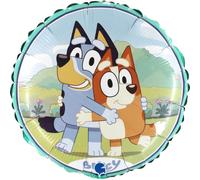 Grabo palloncino compleanno bluey. palloncino per feste per bambini rotondo con bluey in foil con cannuccia per gonfiarlo. palloncini colorati made in italy 35x35 cm