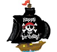 Grabo palloncino compleanno nave dei pirati made in italy. palloncino per bambini a forma di nave pirati, in foil con cannuccia per gonfiarlo. palloncini colorati 80x87cm