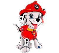 Grabo Palloncino Compleanno Paw Patrol. Palloncino per Feste per Bambini a Forma di Marshall, in Foil con Cannuccia per gonfiarlo. Palloncini Colorati Made in Italy 46x74 cm