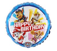 Grabo Palloncino compleanno Paw Patrol. Palloncino per feste per bambini rotondo con i cagnolini di Paw Patrol, in foil con cannuccia per gonfiarlo. Palloncini colorati Made in Italy 35x35 cm