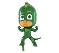 Grabo Palloncino Compleanno Pj Masks. Palloncino per Feste per Bambini a Forma di Gekko, in Foil con Cannuccia per gonfiarlo. Palloncini Colorati Made in Italy 43x76 cm