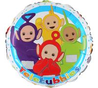 Grabo Palloncino compleanno Teletubbies. Palloncino per feste per bambini rotondo, in foil con cannuccia per gonfiarlo. Palloncini colorati Made in Italy 35x35 cm