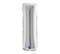 Grabo palloncino con lettera I Midiloon Mini confezione singola, lunghezza: 40,5 cm, colore: Argento, Taglia unica, 14289S-P