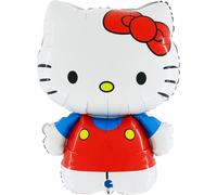 Grabo palloncino hello kitty rosso made in italy. palloncino per feste per bambini e adulti a forma di hello kitty, in foil con cannuccia per gonfiarlo. palloncini colorati 42x60cm